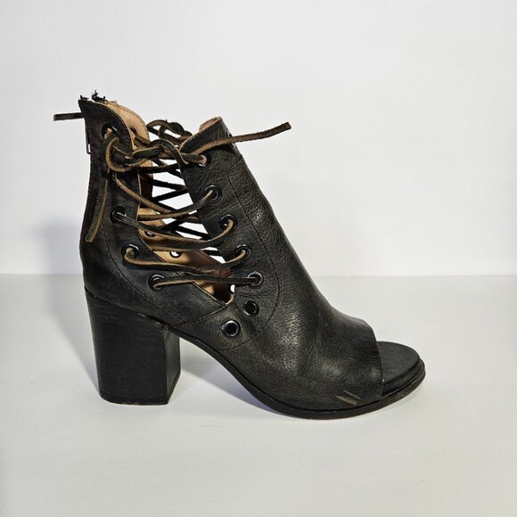 Baske California Brown Leather Fury Open Toe Booties - Picture 3 of 12